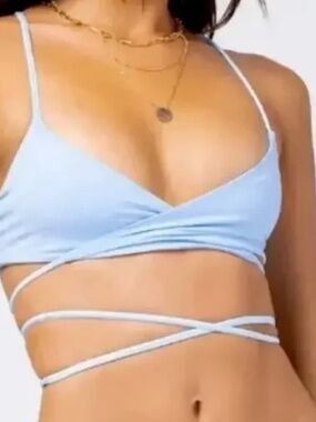 L Space Kristen Wrap Top - Baby Blue - Size S - BNWT